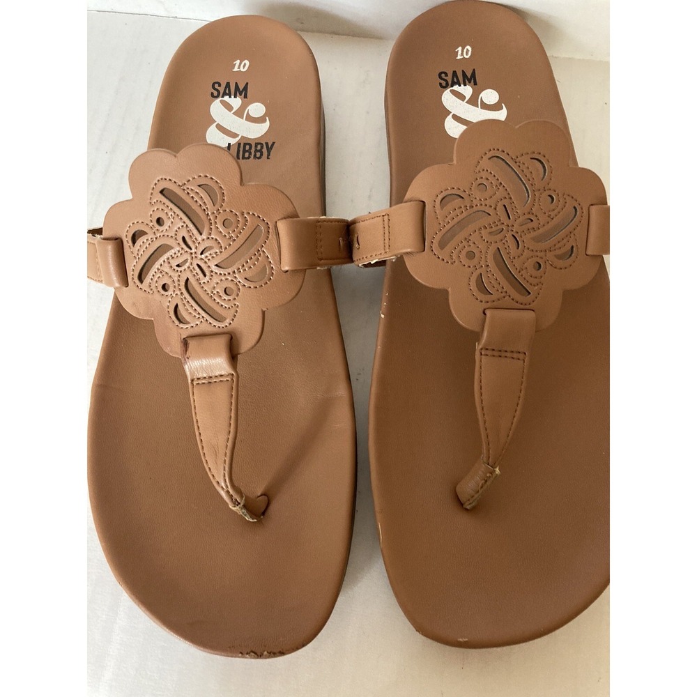 Sam‎ and Libby sandals Brown Size 10 Thong Flats Coastal Beach
